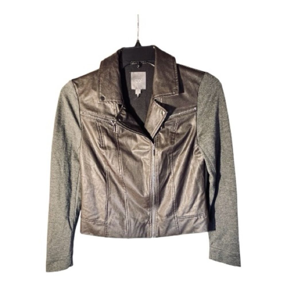 Lysse NY leather look Jacket with soft knit sleeves sz Small